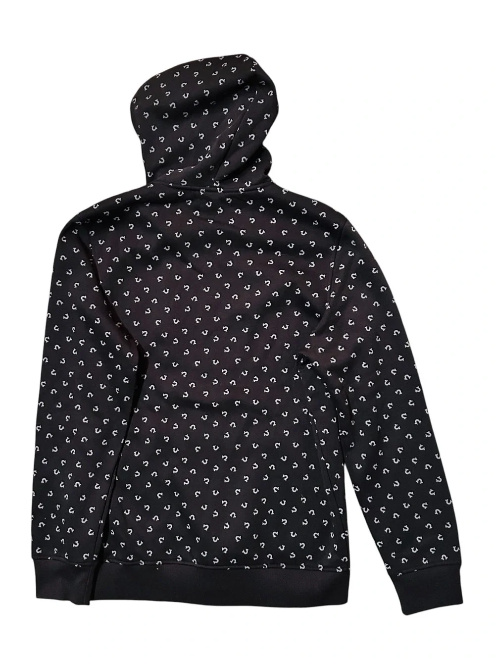 True Religion Black Zip-Up Hoodie Silver Logo Print
